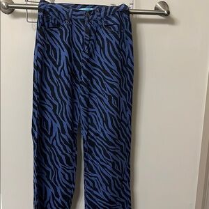 Wide leg blue zebra jeans